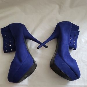 Blue with silver spikes shoes